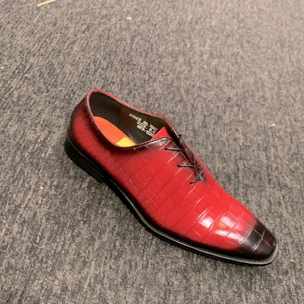 Mens RED BLACK Two tone dress  shoe for men and boys retro d…